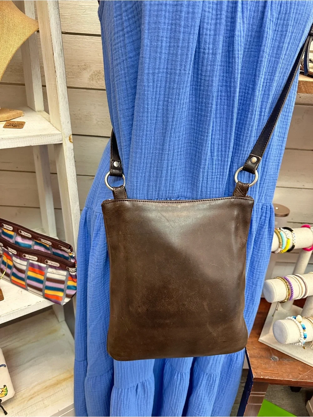 Vintage Coach 9457 Brown Full Grain Leather Slim Crossbody Bag USA Made
